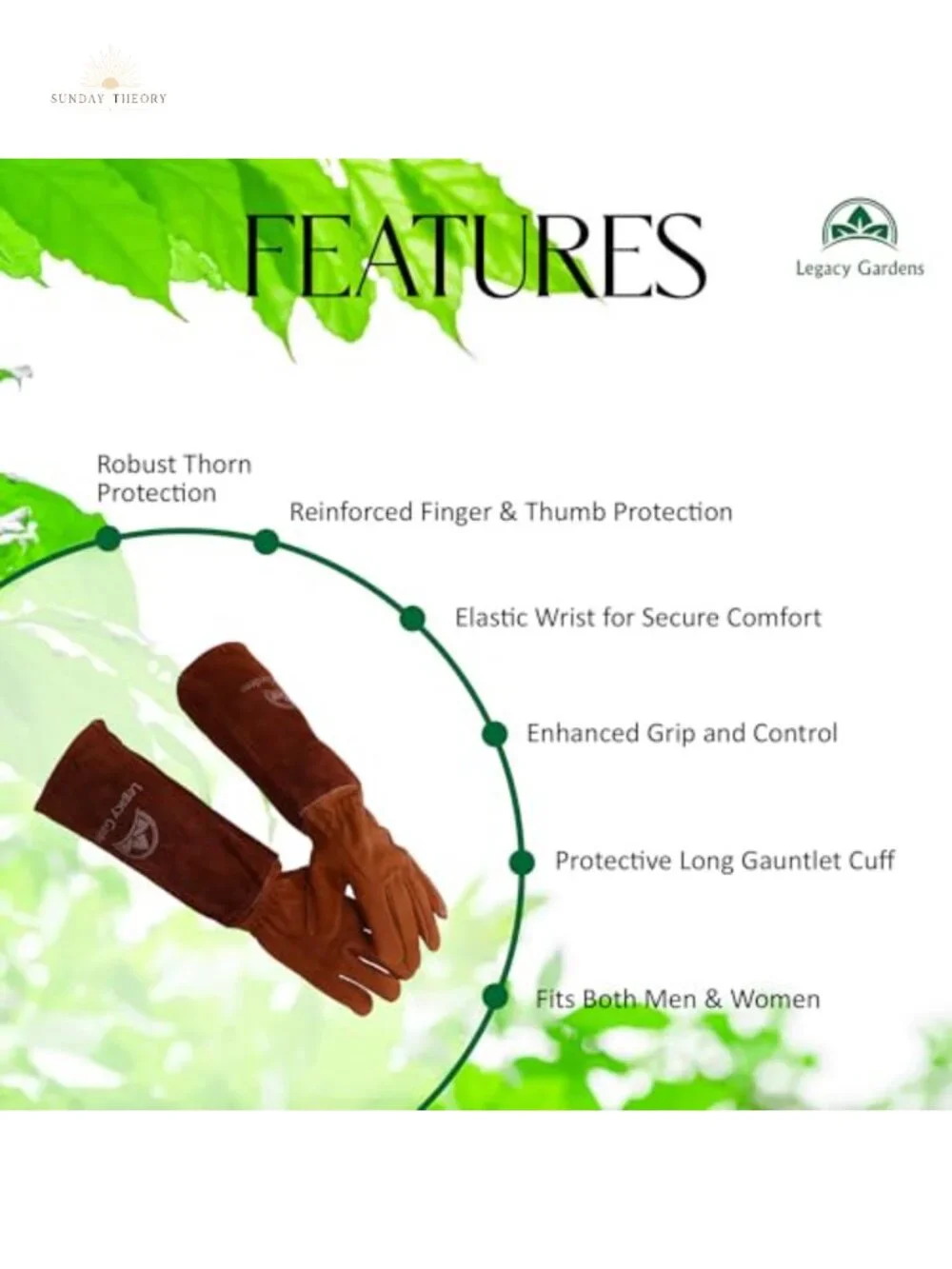 Thorn Resistant Goatskin Leather Gardening Gloves with Gauntlet Cuff, Medium